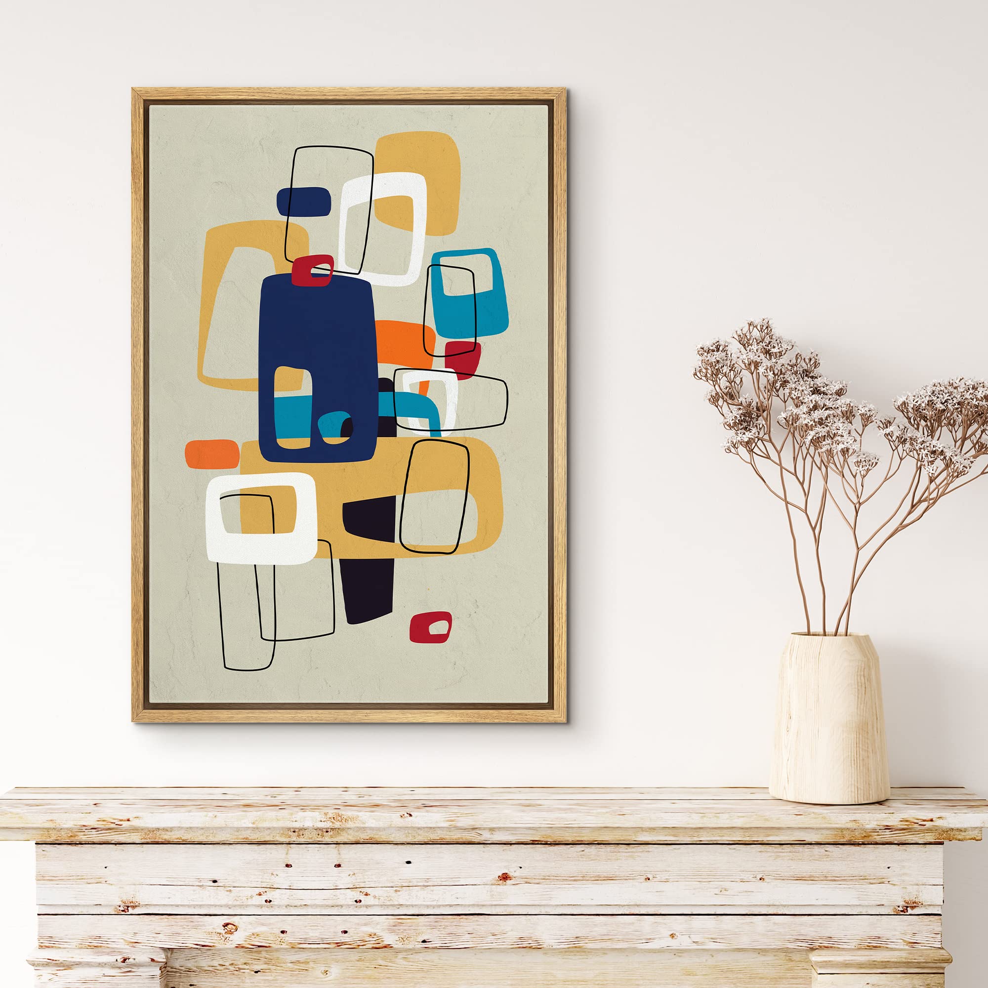 Amazon.com: MUDECOR Framed Canvas Print Wall Art Mid-Century
